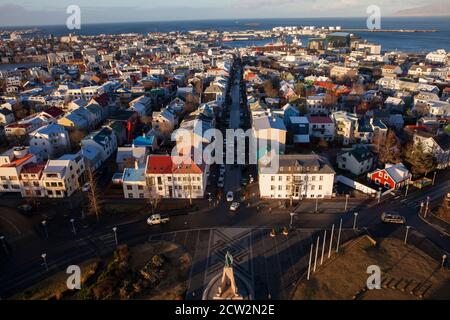 Overhead view of Reykjavik, the capital of Iceland Stock Photo
