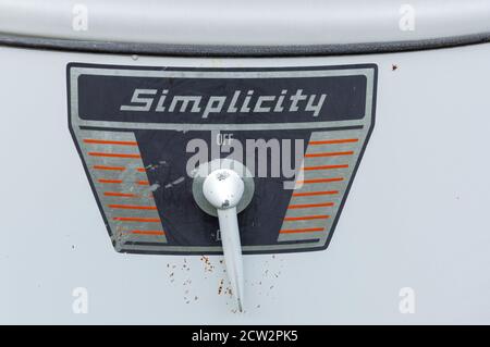 The power switch on an antique Simplicity washing machine Stock Photo