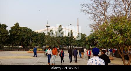 CITY DELHI, INDIA - JANUARY 25, 2020: Asian people walking at Thyagaraj Sports Complex premises in delhi. Stock Photo