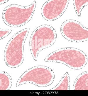 Pink paisley seamless pattern. Simple pastel vector illustration for linens, wrapping paper, fabric Stock Vector