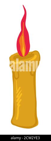 Burning candle with flame and wax, melting candlestick Stock Vector