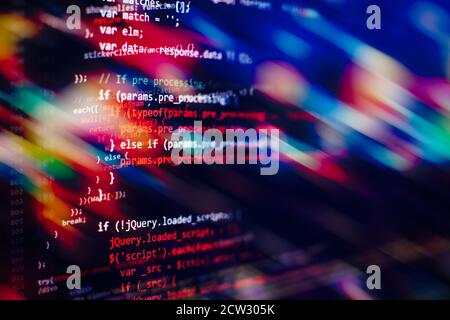 Programming code abstract technology background of software developer and Computer script Stock Photo