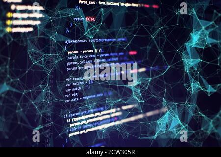 Programming code abstract technology background of software developer and Computer script Stock Photo