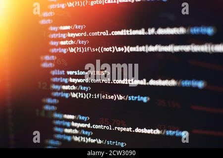 Closeup developing programming and coding technologies. Developer working on web sites codes in office. Stock Photo