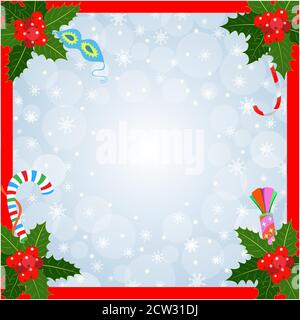 Christmas holiday card frame background with copy space for your text   vector design template. Stock Vector