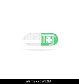 Doctor plus capsule illustration vector logo design for health care. Stock Vector