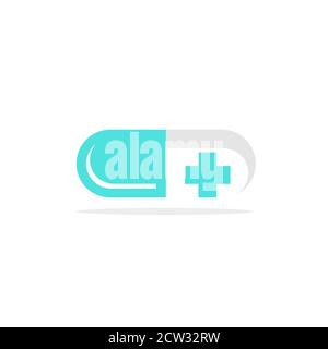 Doctor plus capsule illustration vector logo design for health care. Stock Vector