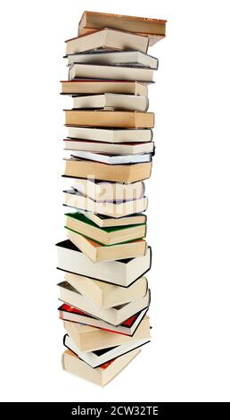 Large stack of books isoltaed on the white Stock Photo