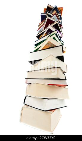Large stack of books isoltaed on the white Stock Photo