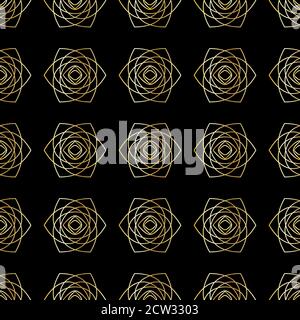 Floral gold seamless pattern with roses. Festive banner. Vector illustration. EPS10 Stock Vector