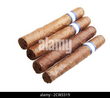 Detailed photo of cigars isolated on white background Stock Photo