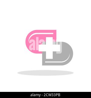 Doctor plus capsule illustration vector logo design for health care. Stock Vector