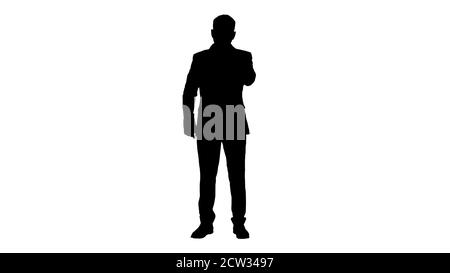 Businessman using speak activate virtual digital voice assistant Stock Photo