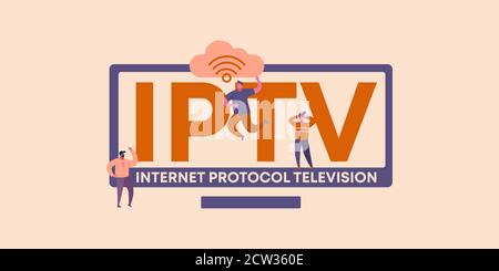 IPTV internet protocol television. Global media information coding technologies and web software. Stock Vector
