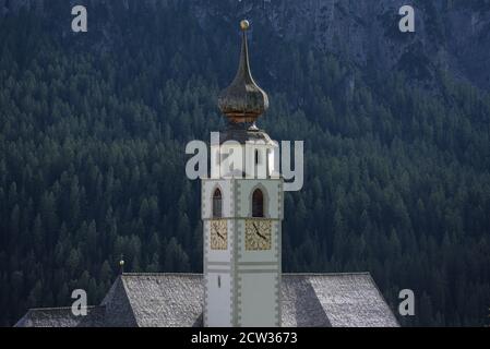 Church located on the village of Colfosco in South Tyrol, Italy Stock Photo