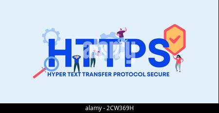 HTTPS hyper text transfer protocol secure. Coding and programming technologies and web software digital graphic. Stock Vector