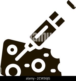 Injection into Cheese Icon Vector Glyph Illustration Stock Vector