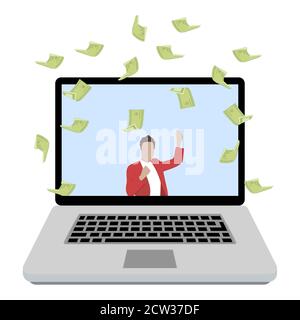 Online winning in casino, lottery or sports betting. Online gamble prize, lottery lucky and risk, casino game gambling, amazing leisure sport, lucky m Stock Vector