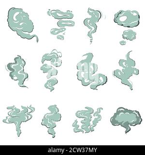 Cartoon bad smell stench green clouds vector set isolated. Illustration ...