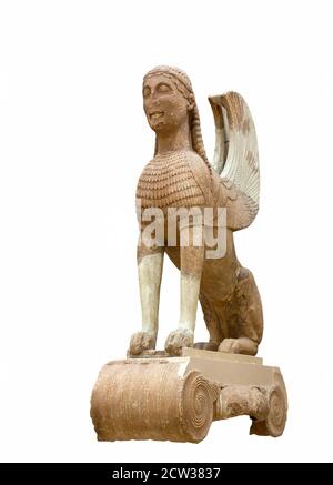 The Naxian Sphinx At The Delphi Museum, Greece Stock Photo - Alamy