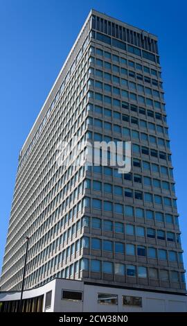 London, United Kingdom - July 30 2020:  An 1970's office building on Lancaster Terrance