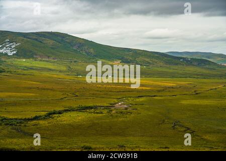 The vast grassland in Ruoergai Grassland, in the north part of Sichuan province, in China. Stock Photo