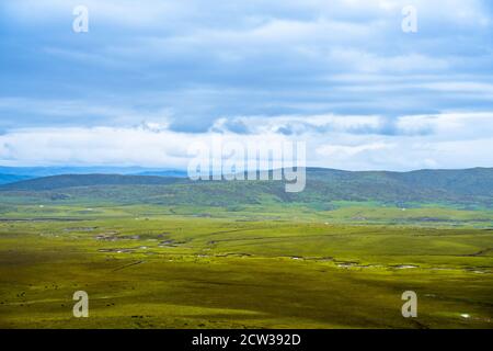 The vast grassland in Ruoergai Grassland, in the north part of Sichuan province, in China. Stock Photo