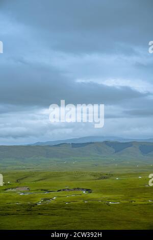 The vast grassland in Ruoergai Grassland, in the north part of Sichuan province, in China. Stock Photo