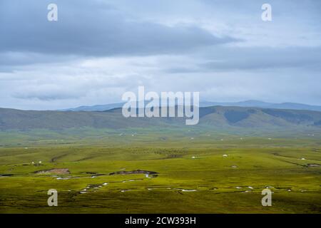 The vast grassland in Ruoergai Grassland, in the north part of Sichuan province, in China. Stock Photo