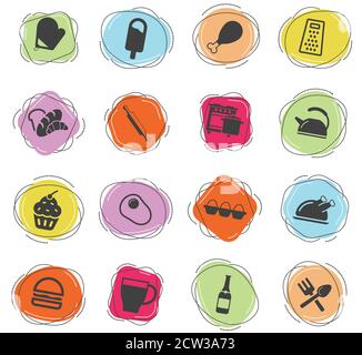 Food and kitchen simply icons Stock Vector