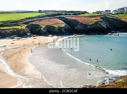 Poldhu cove, a saandy beach on the Lizard Peninsula near Mullion, cornwall, UK. Stock Photo