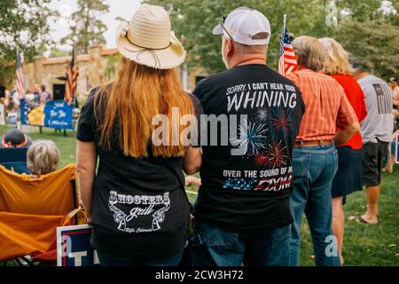 Lauren Boebert gives her stump speech at a political rally in Colorado