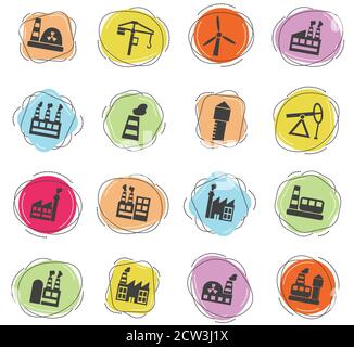 industrial building icon set Stock Vector