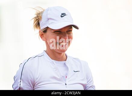 Simona Halep of Romania during practice before the start of the Roland Garros 2020, Grand Slam tennis tournament, Qualifying, on September 26, 2020 at Stock Photo