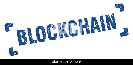 blockchain stamp. square grunge sign on white background Stock Vector