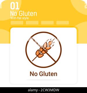 gluten free food allergy product. Dietary label vector icon with flat style isolated on white background. Vector symbol design template for food Stock Vector