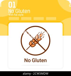 gluten free food allergy product. Dietary label vector icon with flat style isolated on white background. Vector symbol design template for food Stock Vector