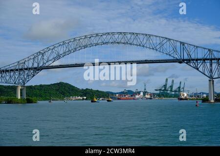 Panama Canal - Canal de Panama - Bridge of the Americas - Puente de Las Americas Stock Photo