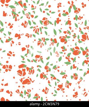 Abstract blooming and foliage seamless pattern, flowering ornament Stock Vector