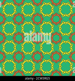 Circles seamless pattern in four colors. Retro textile print Stock Vector