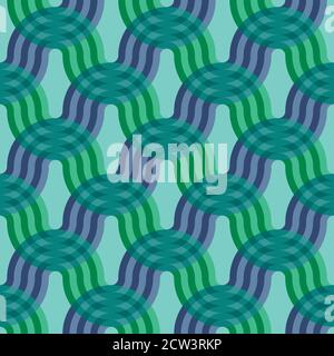 Seamless pattern of geometric figures. Interlocking waves textile print. Stock Vector