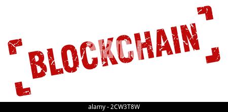 blockchain stamp. square grunge sign on white background Stock Vector
