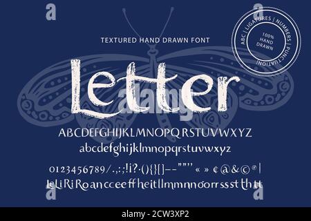 Handwritten font. Typography creative alphabet with ligature letters. Modern lettering abc set for text and logo design. Vector typeface. Stock Vector