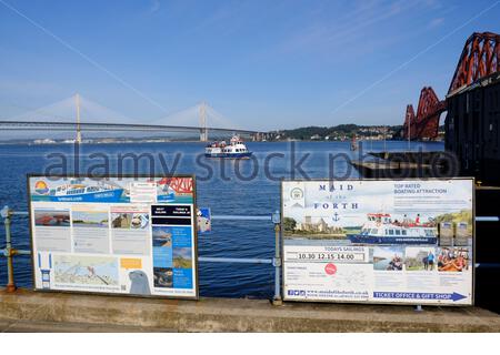 South Queensferry, Scotland, UK. 27th Sep 2020. Fine weather brings out the visitors to South Queensferry, seen here the Maid of the Forth on a trip around the Forth bridges and estuary. Credit: Craig Brown/Alamy Live News Stock Photo