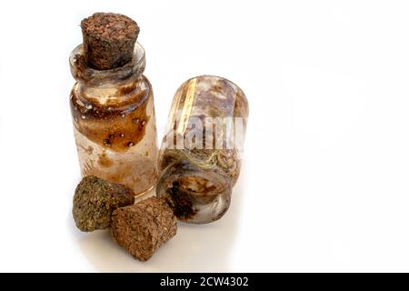 old potions with mold isolated on white background Stock Photo