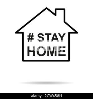 Stay home  icon, house symbol, quarantine covid virus vector illustration isolated on white background . Stock Vector
