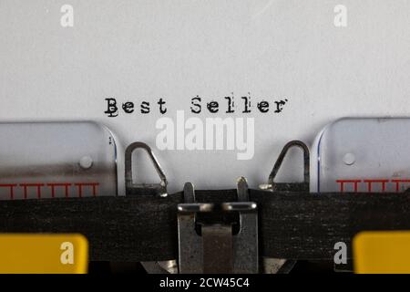 written on old typewriter with text best seller Stock Photo