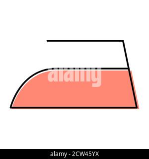 Red iron flat icon isolated on white background. Ironing symbol. Machine vector illustration . Stock Vector