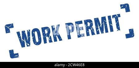 work permit stamp. square grunge sign on white background Stock Vector