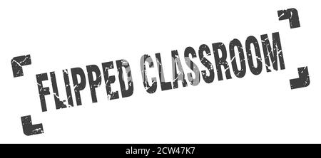 flipped classroom stamp. square grunge sign on white background Stock Vector